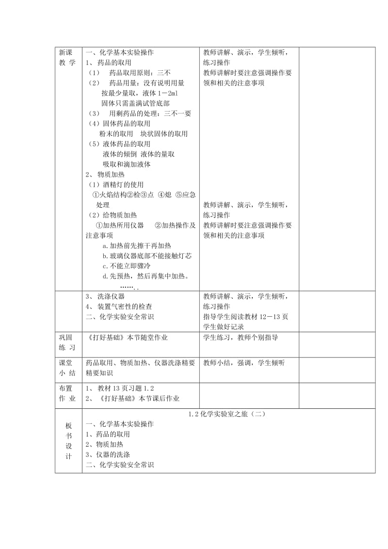 2019-2020年九年级化学上册《第一章 大家都来学化学》1.2 化学实验室之旅（二）教案 粤教版.doc_第2页