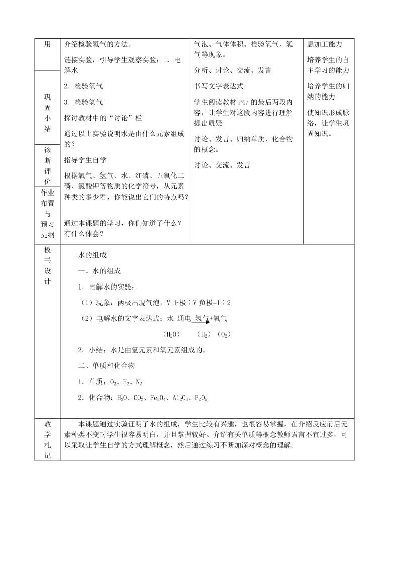 2019-2020年九年级化学上册《4.3 水的组成》教案 （新版）新人教版 (I).doc_第2页