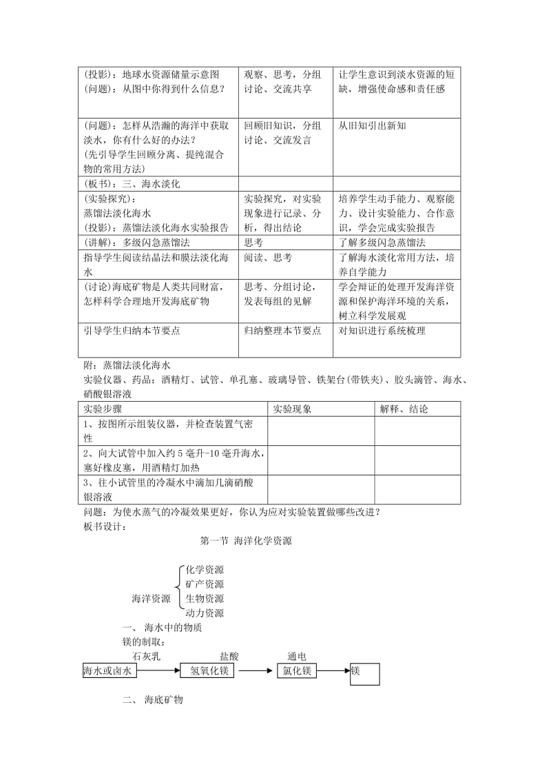 2019-2020年九年级化学全册 第八单元 海水中的化学 第一节 海洋化学资源名师教案1 （新版）鲁教版.doc_第3页