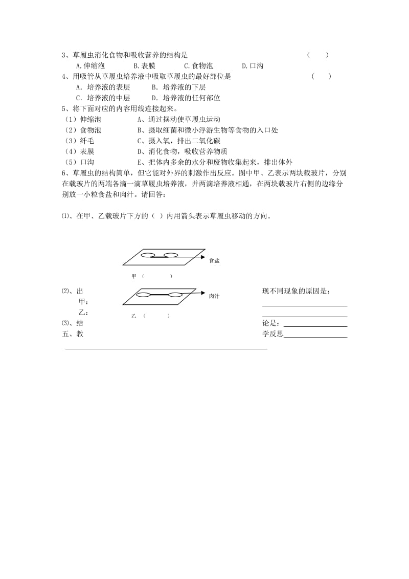 2019-2020年七年级生物上册《4.3 单细胞生物》学案 苏科版.doc_第3页