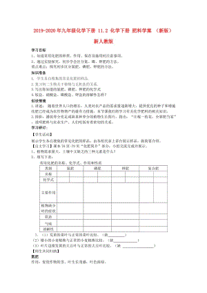 2019-2020年九年級化學下冊 11.2 化學下冊 肥料學案 （新版）新人教版.doc