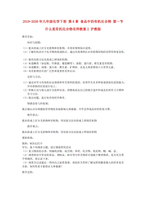 2019-2020年九年級化學下冊 第8章 食品中的有機化合物 第一節(jié) 什么是有機化合物名師教案2 滬教版.doc