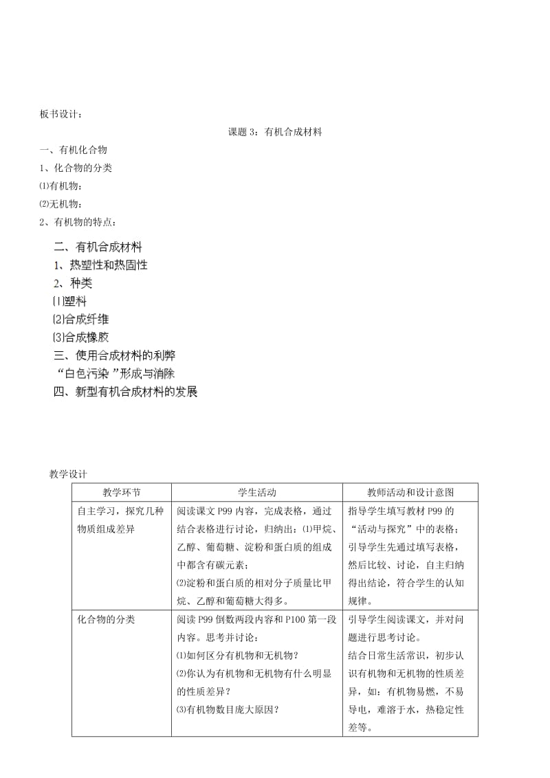 2019-2020年九年级化学下册 第十二单元 课题3 有机合成材料教案 新人教版 (III).doc_第2页