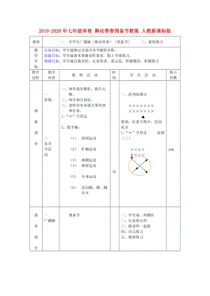 2019-2020年七年級體育 舞動青春預(yù)備節(jié)教案 人教新課標版.doc