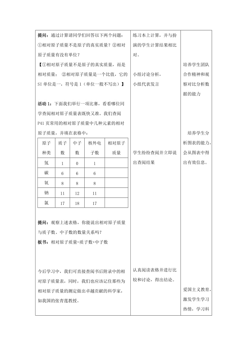 2019-2020年九年级化学全册 第二单元 第3节《原子的构成》（第2课时）教案 鲁教版.doc_第3页