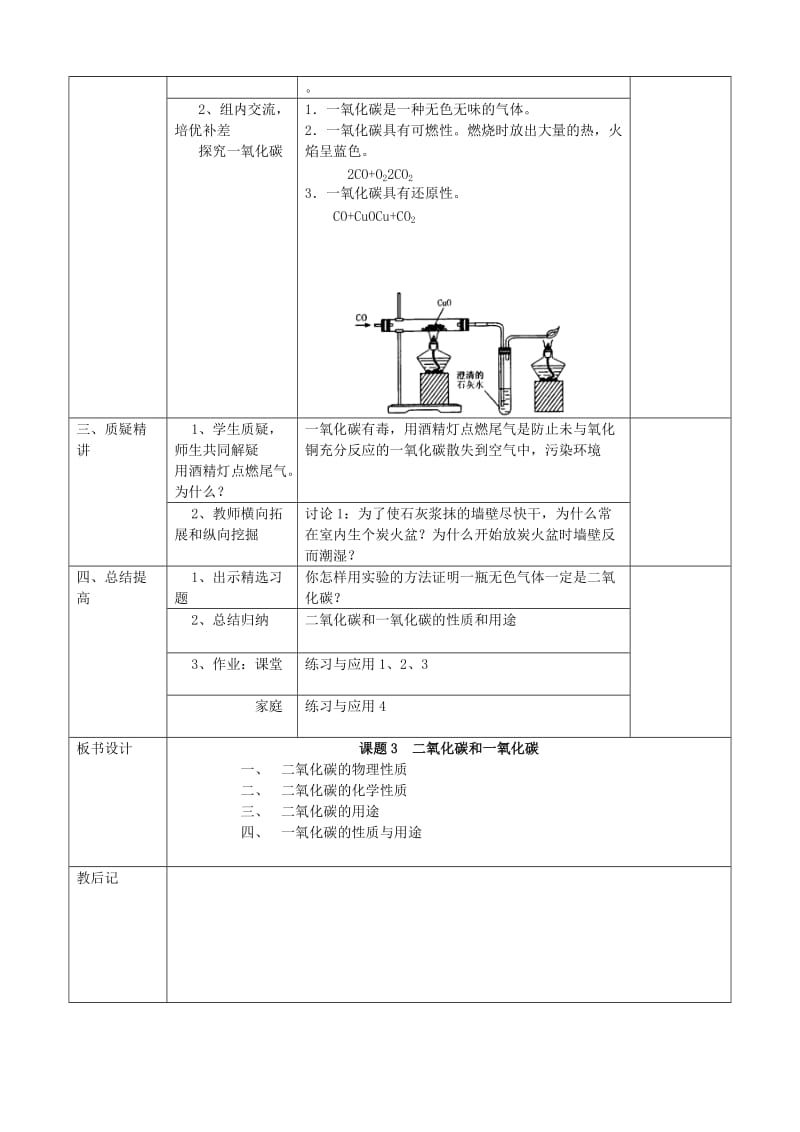 2019-2020年九年级化学上册 第六单元 课题3 二氧化碳和一氧化碳教案 （新版）新人教版(I).doc_第2页