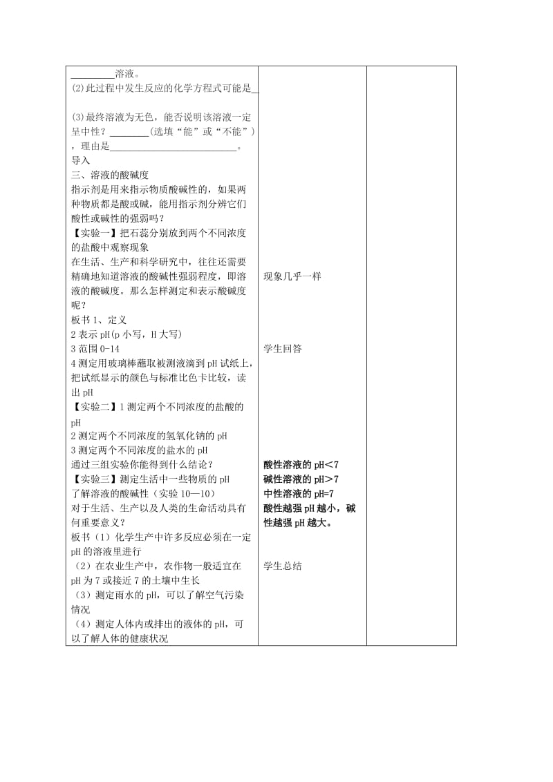 2019-2020年九年级化学下册 第十单元 课题2《酸和碱的中和反应》教案 （新版）新人教版.doc_第3页