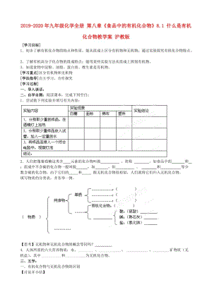 2019-2020年九年級化學全冊 第八章《食品中的有機化合物》8.1 什么是有機化合物教學案 滬教版.doc