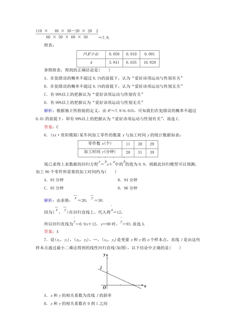 2019-2020年高考数学大一轮复习 第九章 第3节 变量间的相关关系与统计案例课时冲关 理 新人教A版.doc_第3页