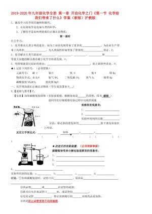 2019-2020年九年級化學全冊 第一章 開啟化學之門《第一節(jié) 化學給我們帶來了什么》學案（新版）滬教版.doc