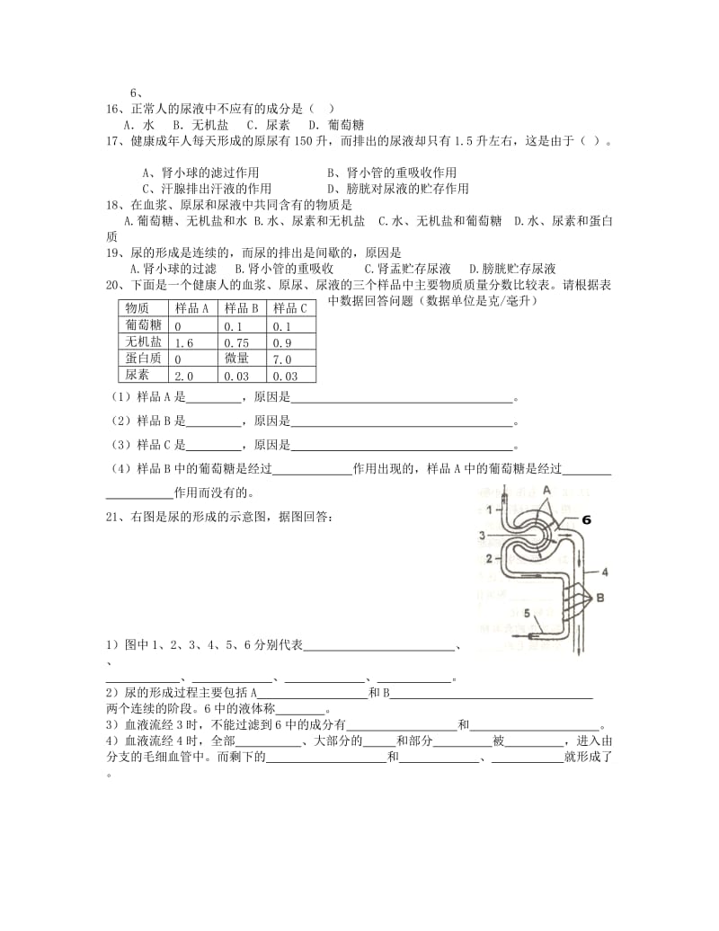 2019-2020年七年级生物下册 第五章 人体内废物的排出学案 新人教版.doc_第3页