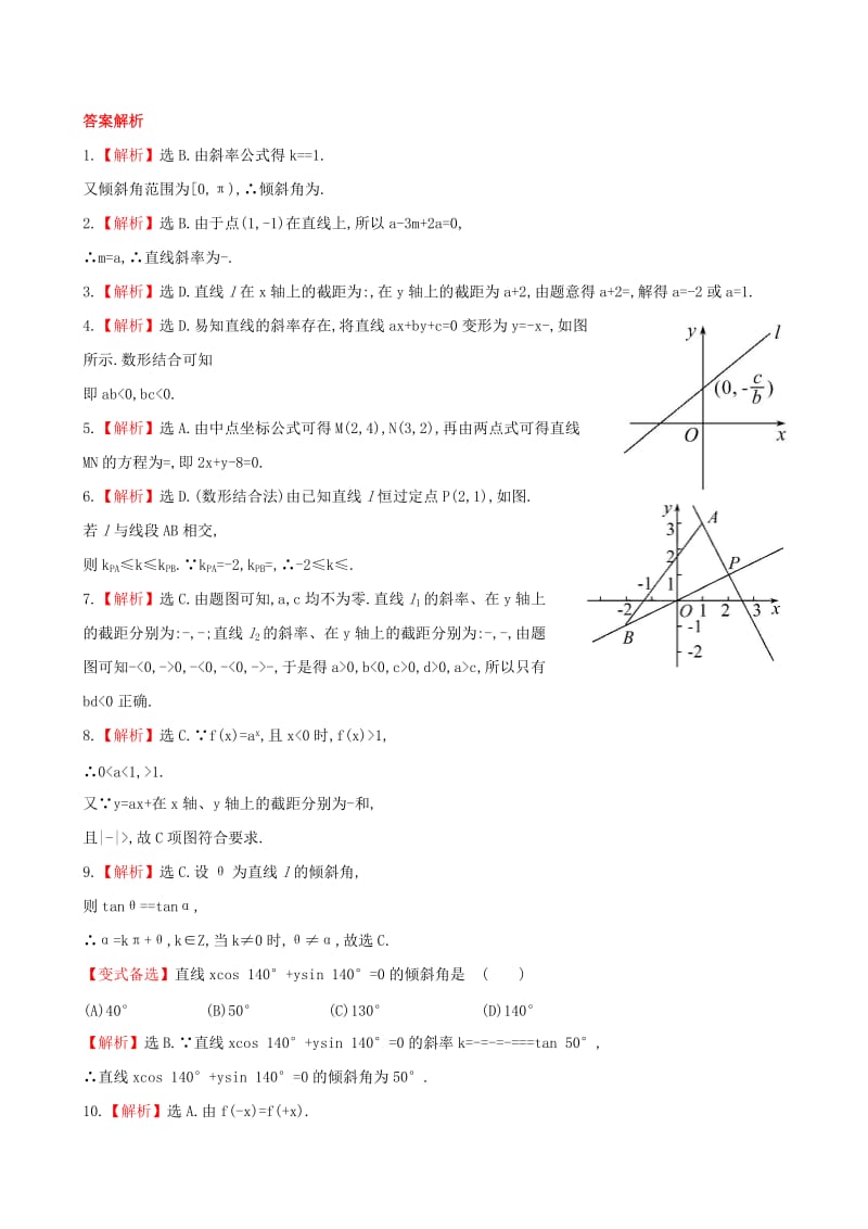 2019年高考数学 8.1直线的斜率与直线方程课时提升作业 理 北师大版.doc_第3页
