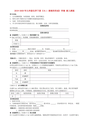 2019-2020年九年級化學下冊《10.1 溶液的形成》學案 新人教版.doc