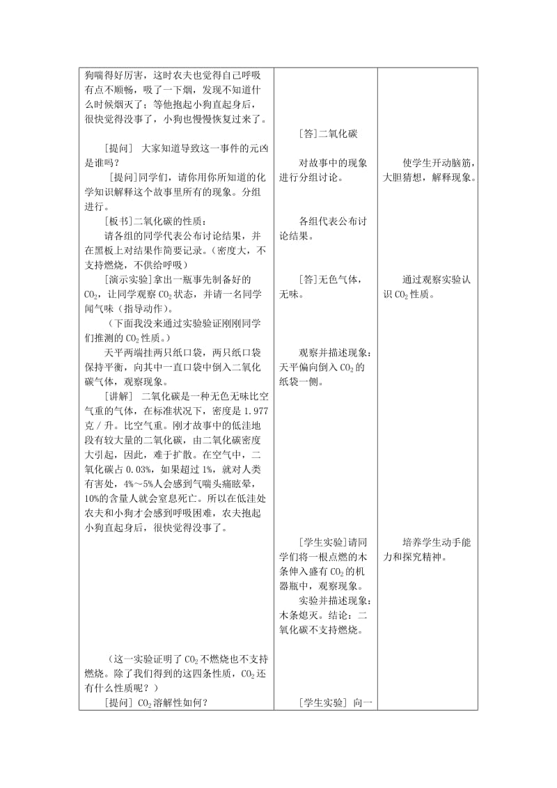 2019-2020年九年级化学上册 二氧化碳的性质教学设计 人教新课标版.doc_第2页