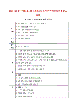 2019-2020年九年級歷史上冊 主題復(fù)習(xí)五 近代科學(xué)與思想文化學(xué)案 新人教版.doc