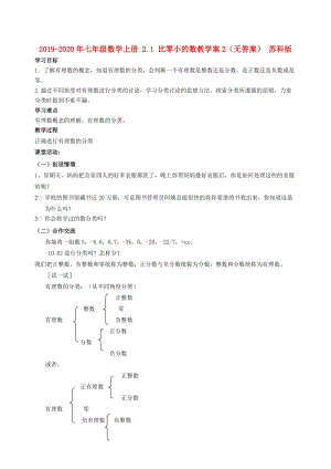 2019-2020年七年級(jí)數(shù)學(xué)上冊(cè) 2.1 比零小的數(shù)教學(xué)案2（無(wú)答案） 蘇科版.doc