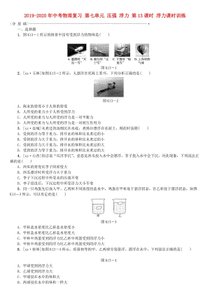 2019-2020年中考物理復(fù)習(xí) 第七單元 壓強(qiáng) 浮力 第13課時(shí) 浮力課時(shí)訓(xùn)練.doc