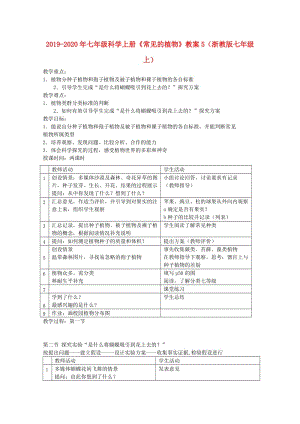 2019-2020年七年級科學上冊《常見的植物》教案5（浙教版七年級上）.doc