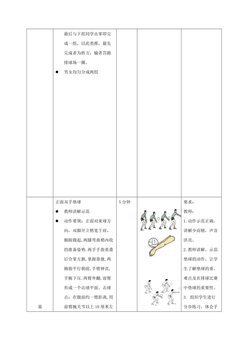 2019-2020年九年级体育上册 排球双手正面垫球教案.doc_第2页