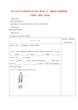 2019-2020年七年級生物下冊 第13章 第1節(jié) 土壤里的小動(dòng)物教學(xué)案（無答案）（新版）蘇科版.doc