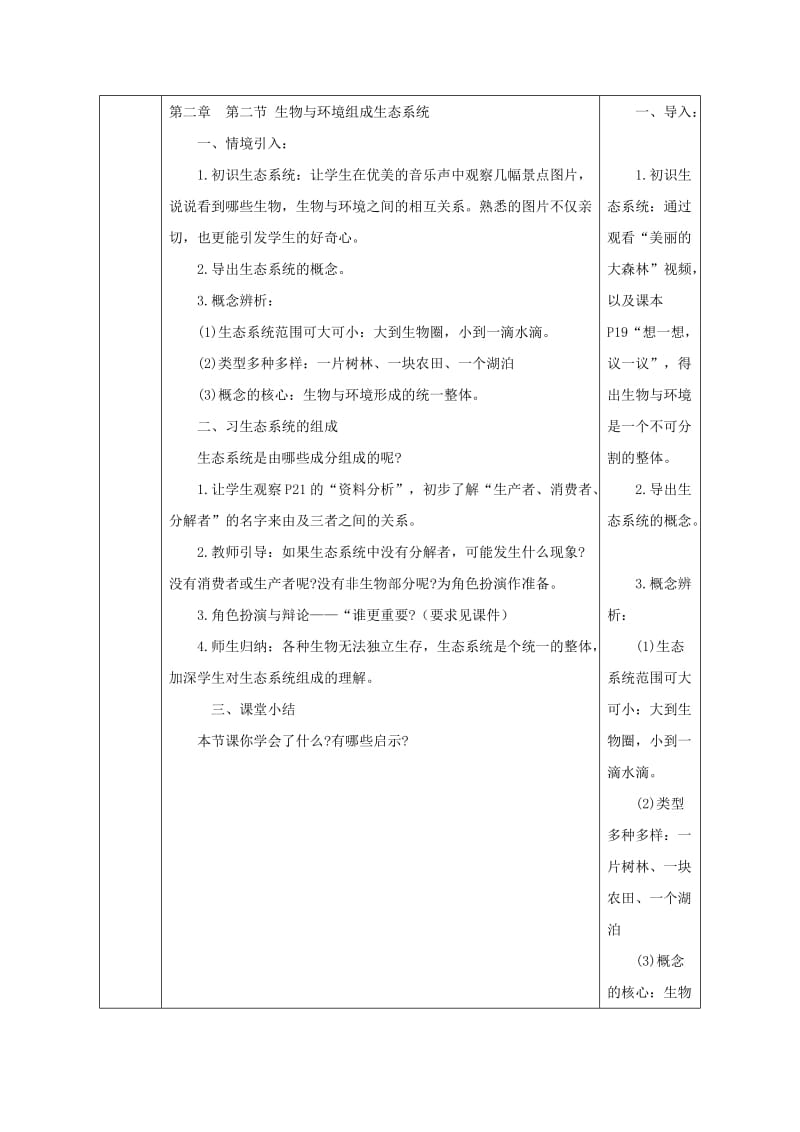 2019-2020年七年级生物上册 第一单元 第二章 第二节“生物与环境组成生态系统”（第1课时）教案 新人教版.doc_第3页