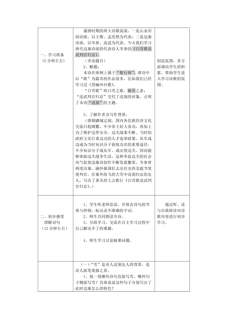 2019-2020年七年级语文下册 《白雪歌送武判官归京》教案 语文版.doc_第2页