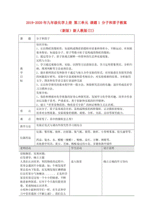 2019-2020年九年級(jí)化學(xué)上冊(cè) 第三單元 課題1 分子和原子教案 （新版）新人教版(II).doc