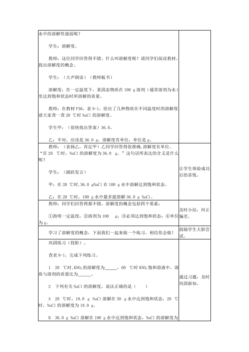 2019-2020年九年级化学上册《9.2 溶解度（第一课时）》教学设计 新人教版.doc_第2页