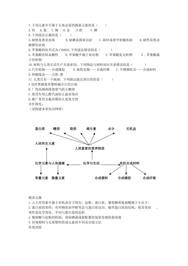 2019-2020年九年级化学《化学与生活》复习导学案 苏教版.doc_第2页