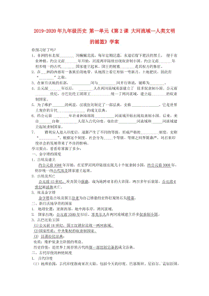 2019-2020年九年級歷史 第一單元《第2課 大河流域—人類文明的搖籃》學(xué)案.doc