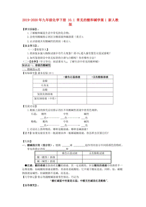 2019-2020年九年級(jí)化學(xué)下冊(cè) 10.1 常見(jiàn)的酸和堿學(xué)案1 新人教版.doc