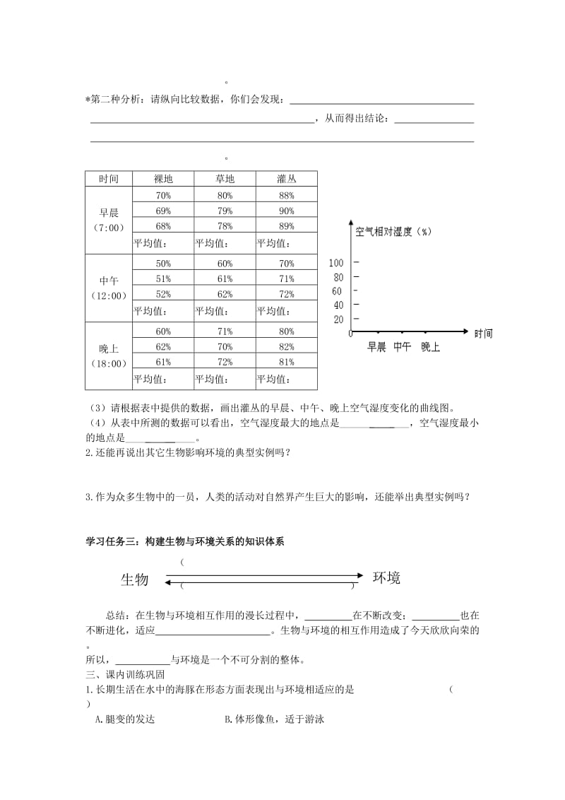 2019-2020年七年级生物《生物对环境的适应和影响》学案.doc_第2页