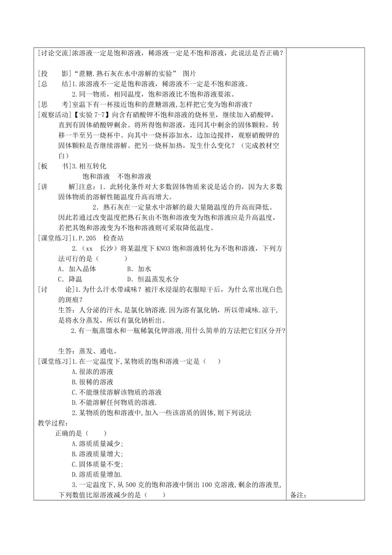 2019-2020年九年级化学下册 物质溶解的量（第一课时）教案.doc_第2页