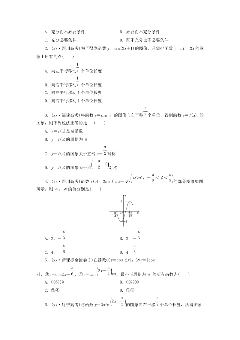 2019-2020年高考数学大一轮复习 三角函数的诱导公式及图象与性质板块命题点专练（五）理（含解析）.doc_第2页