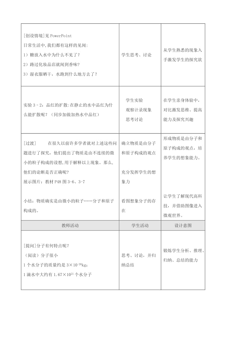 2019-2020年九年级化学上册《3.1 分子和原子》教案 （新版）新人教版(II).doc_第2页