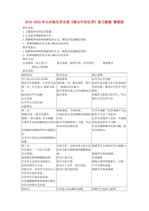 2019-2020年九年級(jí)化學(xué)全冊(cè)《海水中的化學(xué)》復(fù)習(xí)教案 魯教版.doc