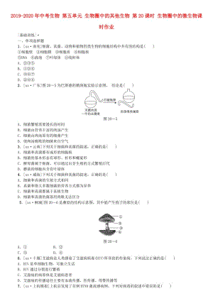 2019-2020年中考生物 第五单元 生物圈中的其他生物 第20课时 生物圈中的微生物课时作业.doc