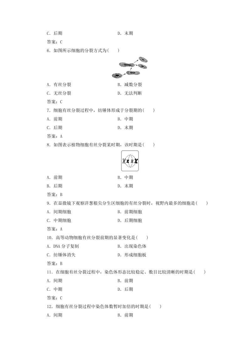 2019-2020年中考生物专题总复习专题四细胞的增殖.doc_第2页