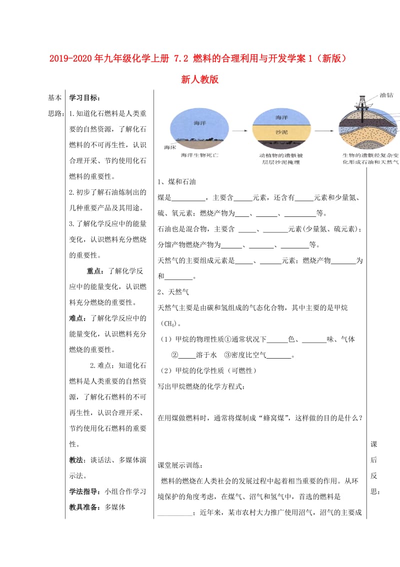 2019-2020年九年级化学上册 7.2 燃料的合理利用与开发学案1（新版）新人教版.doc_第1页