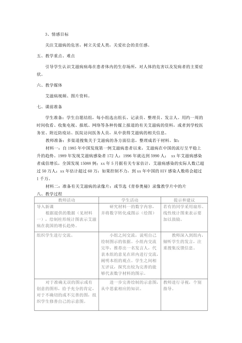 2019-2020年七年级生物下册 艾滋病的发生与流行教案 冀教版.doc_第2页