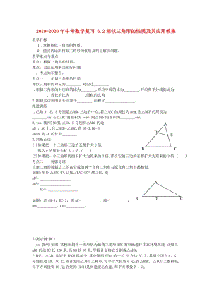 2019-2020年中考數(shù)學(xué)復(fù)習(xí) 6.2相似三角形的性質(zhì)及其應(yīng)用教案.doc