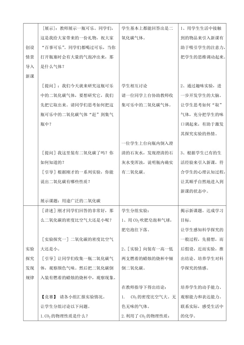 2019-2020年九年级化学上册 第六单元 实验活动2 二氧化碳的实验室制取与性质教案2 新人教版.doc_第2页