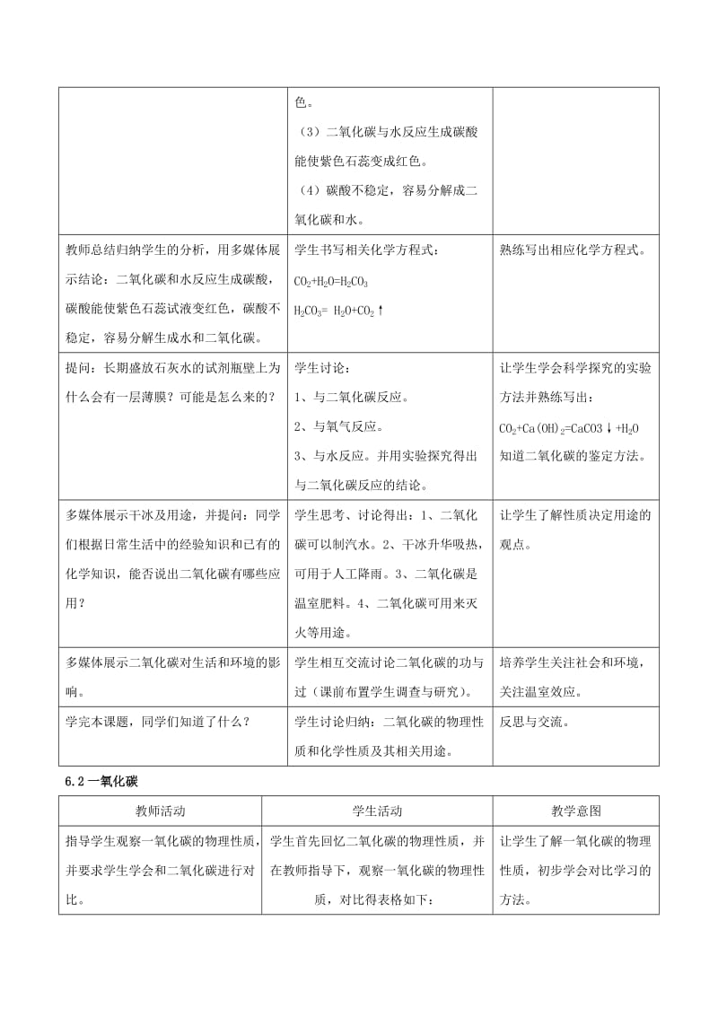 2019-2020年九年级化学上册 第六单元 课题3 二氧化碳和一氧化碳教案 新人教版 (I).doc_第3页