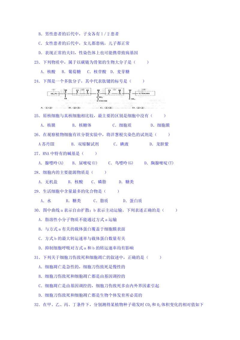 2019年高三上学期开学考试生物试题 含答案.doc_第3页