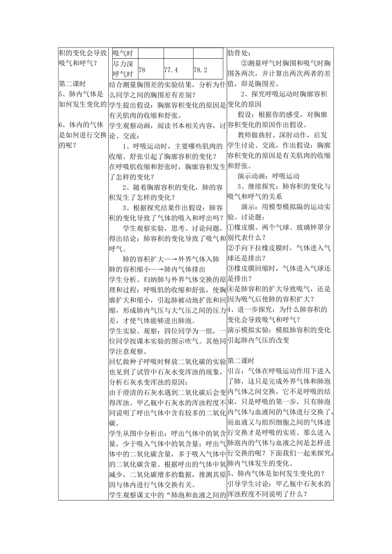 2019-2020年七年级生物下册第四单元第三章第二节发生在肺内的气体交换教案1新版新人教版.doc_第2页