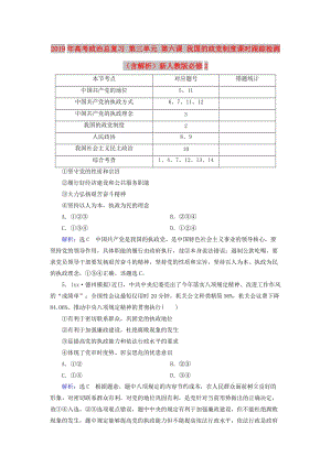 2019年高考政治總復(fù)習(xí) 第三單元 第六課 我國(guó)的政黨制度課時(shí)跟蹤檢測(cè)（含解析）新人教版必修2.doc