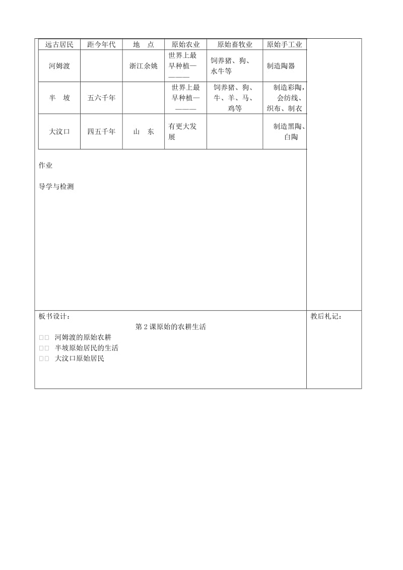 2019-2020年七年级历史上册 第2课 原始的农耕生活教学案 （新版）新人教版.doc_第3页