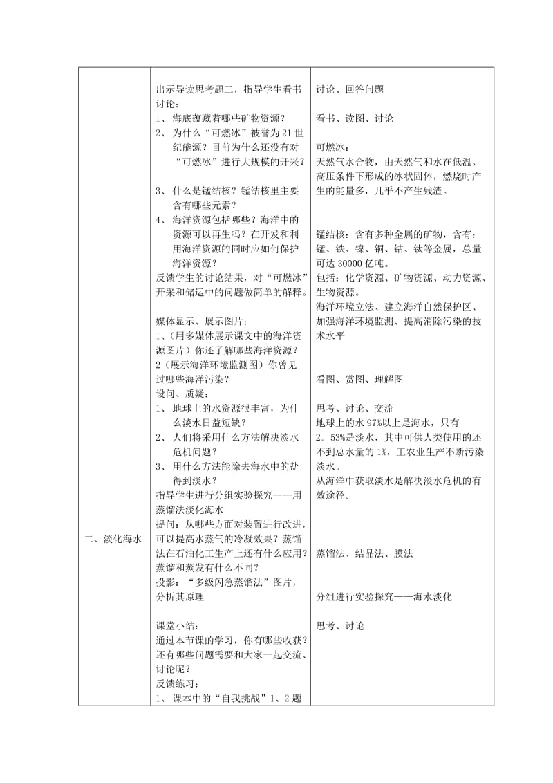 2019-2020年九年级化学全册 第三单元 海水中的化学 第一节 海洋化学资源教案1 鲁教版五四制.doc_第3页