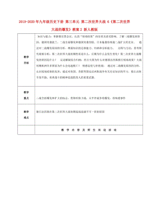 2019-2020年九年級(jí)歷史下冊(cè) 第三單元 第二次世界大戰(zhàn) 6《第二次世界大戰(zhàn)的爆發(fā)》教案2 新人教版.doc