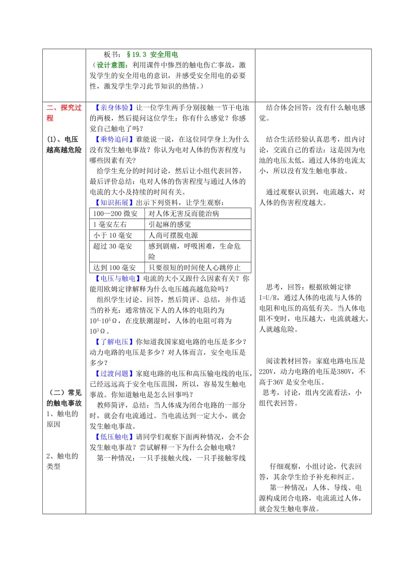 2019-2020年九年级物理全册第19章生活用电第3节安全用电教案（新版）新人教版.doc_第2页